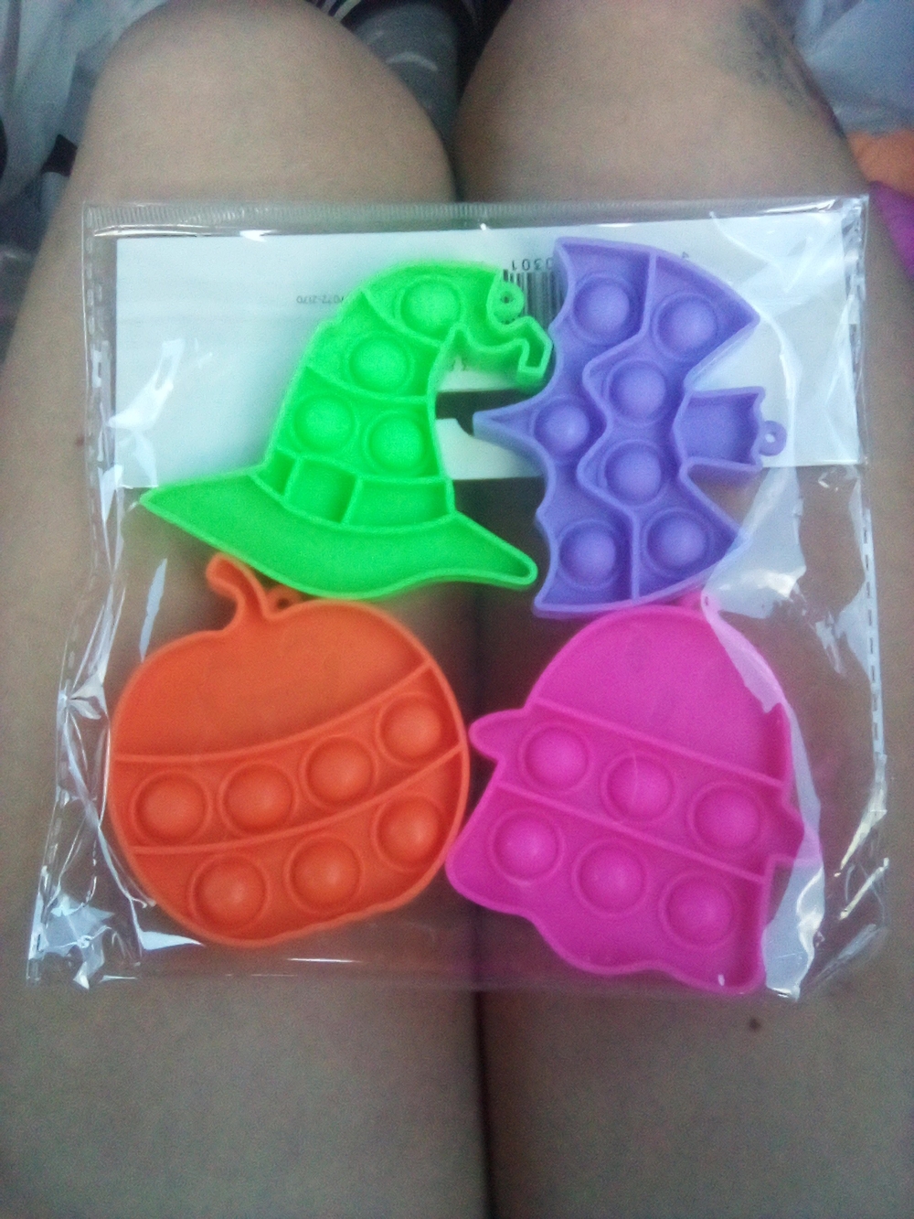 Halloween Silicone Pop Fidget Toy Set, With A Ghost, Pumpkin, Bat, And A Hat